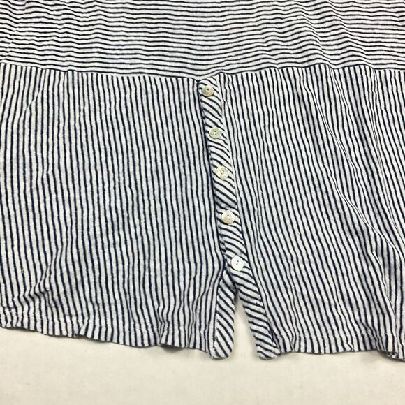 Adrienne Vittadini Womens Linen Back Button Shirt Striped Long Sleeve Top LARGE - Picture 7 of 11